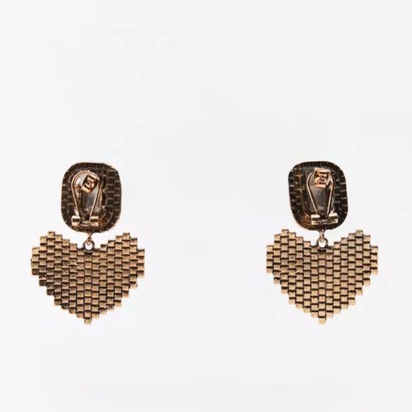 Nwt- zara- rhinestone heart earrings (matching necklace available) - Picture 2 of 5